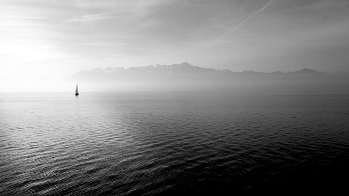 lake in black & white