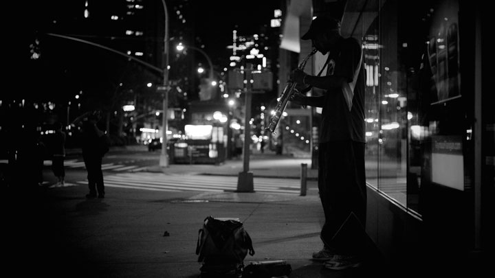city street at night