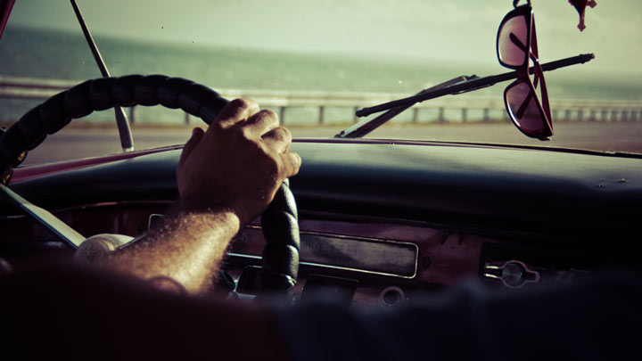 from inside an old car