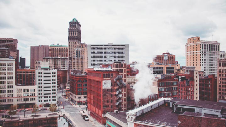 City skyline - imagery for "The Only Tear in Detroit" by Lyndi Bell O’Laughlin