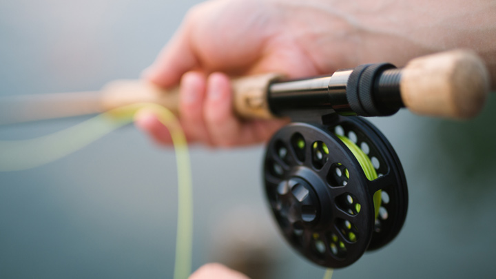 fishing pole - an image for Chests Pounding, Lungs Rasping by Christopher Baumer