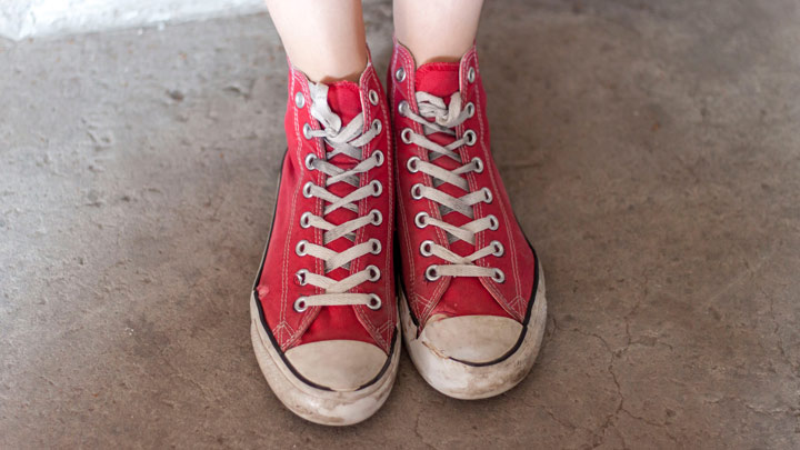 feet in red sneakers - image for Jumpcuteye by Mark A. McCutcheon