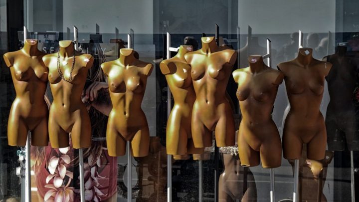 a collection of naked mannequin torsos